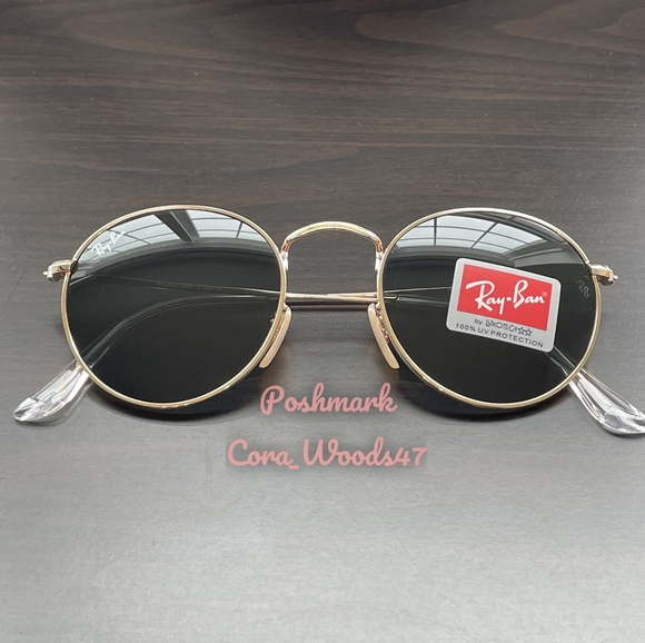 Ray-Ban Round Metal Green Lenses RB3447 Gold Frame Unisex New - Picture 9 of 16